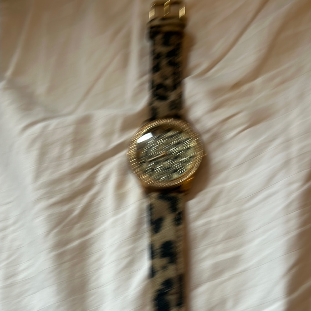 Leopard Print Watch with Glitter Face A14